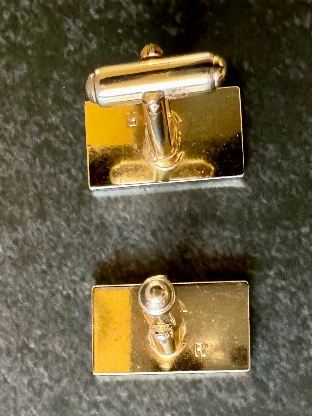 Vintage Gold Tone Diagonal Stripe Cufflinks | Engine Turned Engraving | MCM
